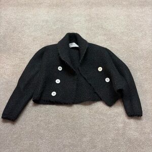 Black Double-Breasted Alpaca kids Jacket